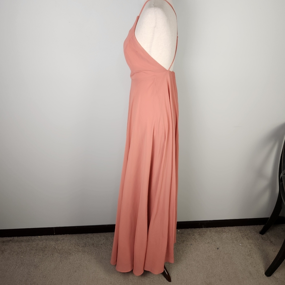 EUC Lulu's Mythical Kind of‎ Love Rusty Rose Chiffon Maxi Dress Gown (S) #0559 - Picture 4 of 11